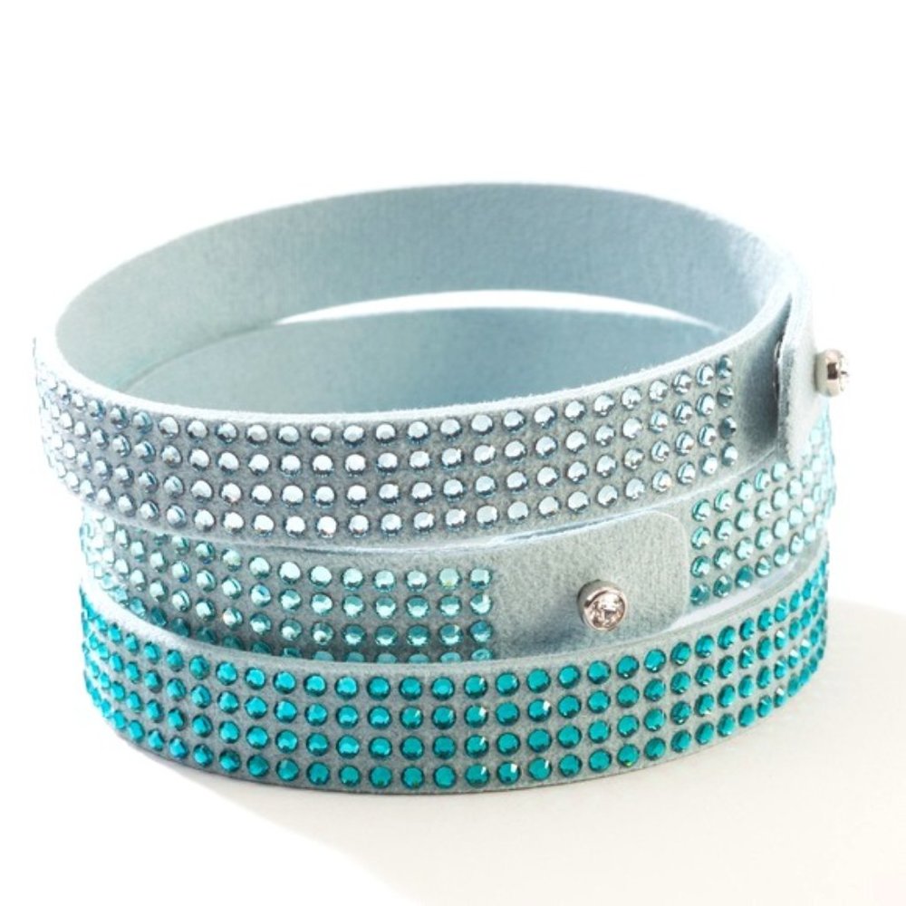 NIB Swarovski Crystal Tri-Wrap Aqua Bracelet